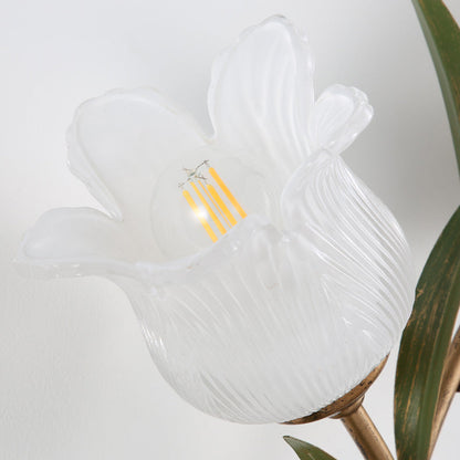 Floral Leaf Iron Glass 1/2 Light Wall Sconce Lamp