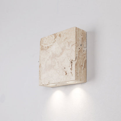 Japanese Yellow Travertine Glass 2-Light Wall Sconce Lamp