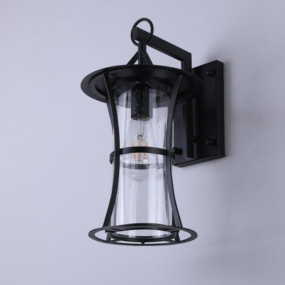 Chinese Hardware Frame Glass Shade 1-Light Wall Sconce Lamp