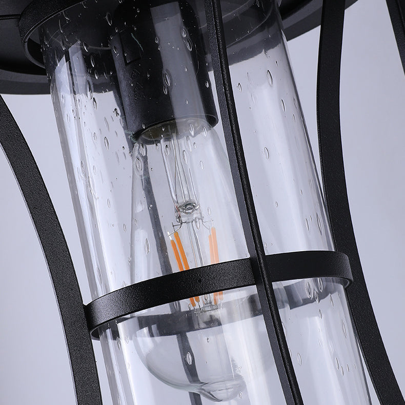 Chinese Hardware Frame Glass Shade 1-Light Wall Sconce Lamp