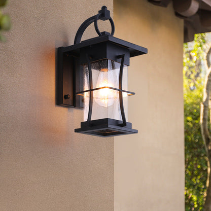 Chinese Hardware Frame Glass Shade 1-Light Wall Sconce Lamp