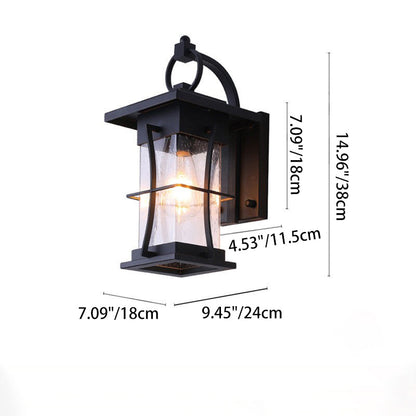 Chinese Hardware Frame Glass Shade 1-Light Wall Sconce Lamp