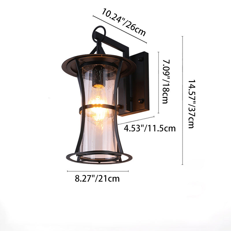 Chinese Hardware Frame Glass Shade 1-Light Wall Sconce Lamp
