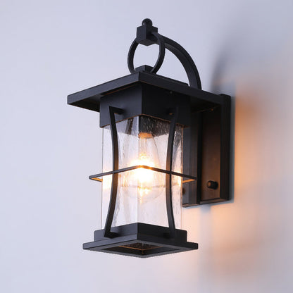 Chinese Hardware Frame Glass Shade 1-Light Wall Sconce Lamp