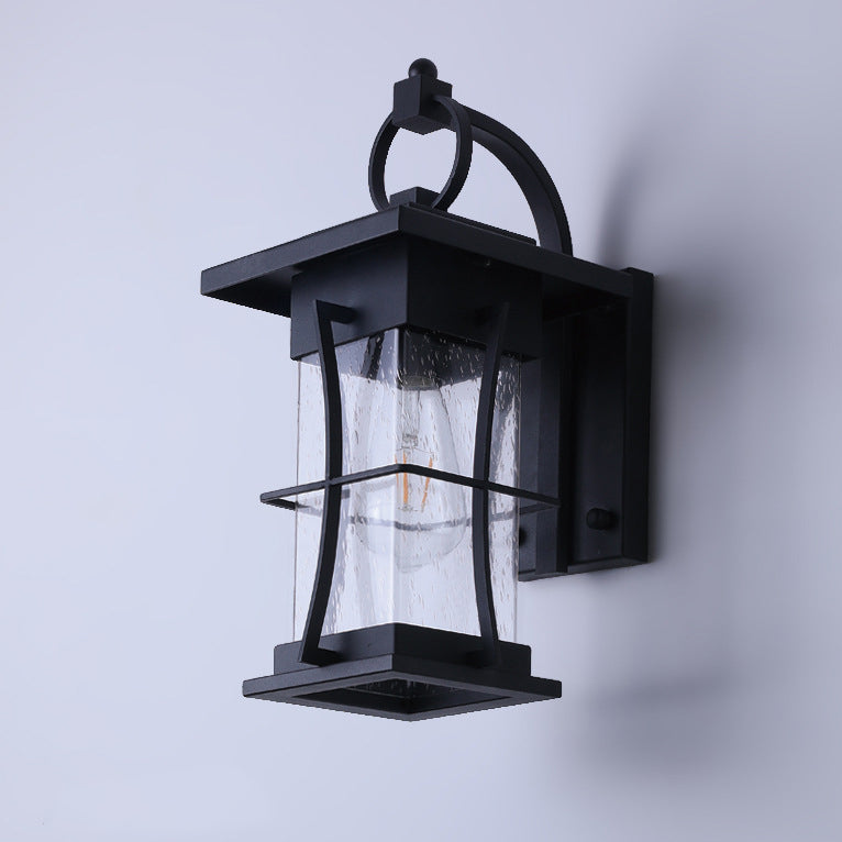 Chinese Hardware Frame Glass Shade 1-Light Wall Sconce Lamp