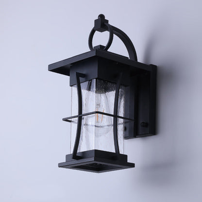 Chinese Hardware Frame Glass Shade 1-Light Wall Sconce Lamp