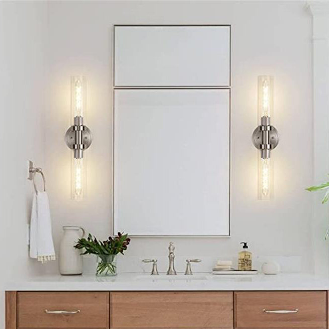 Cylinder Iron Shade 2-Light Vanity Light Wall Sconce Lamp