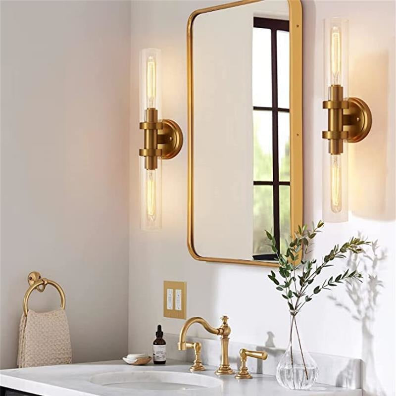 Cylinder Iron Shade 2-Light Vanity Light Wall Sconce Lamp