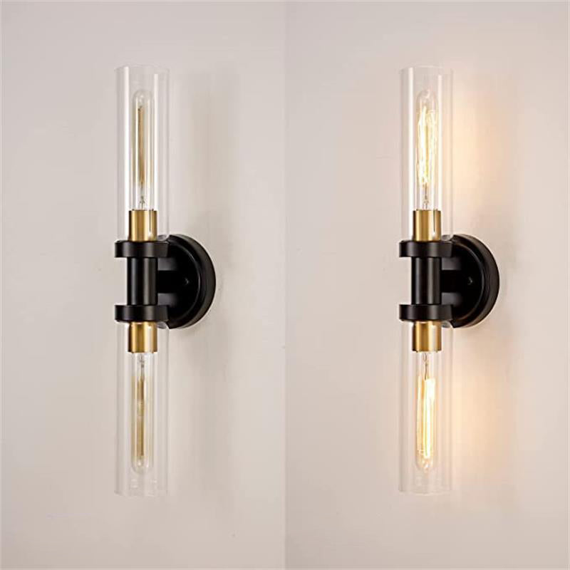 Cylinder Iron Shade 2-Light Vanity Light Wall Sconce Lamp