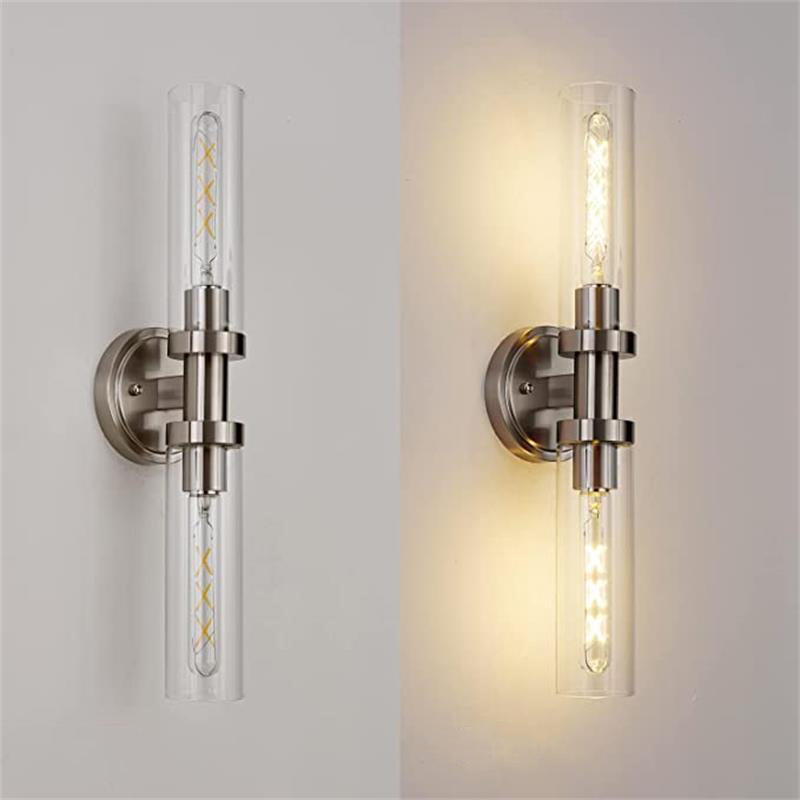 Cylinder Iron Shade 2-Light Vanity Light Wall Sconce Lamp