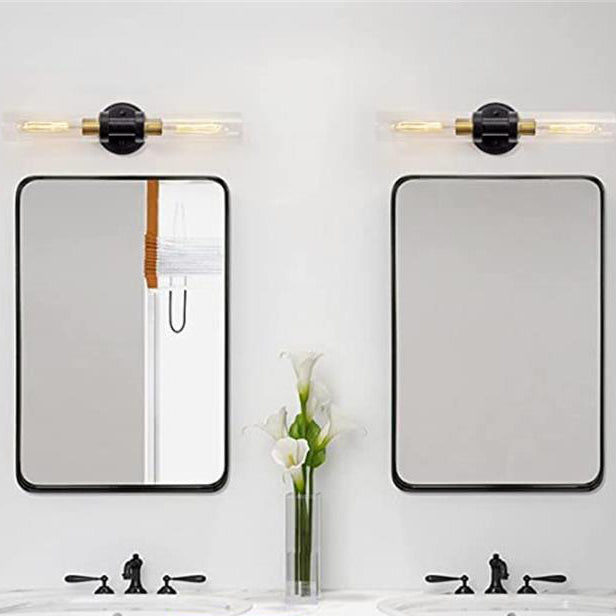 Cylinder Iron Shade 2-Light Vanity Light Wall Sconce Lamp