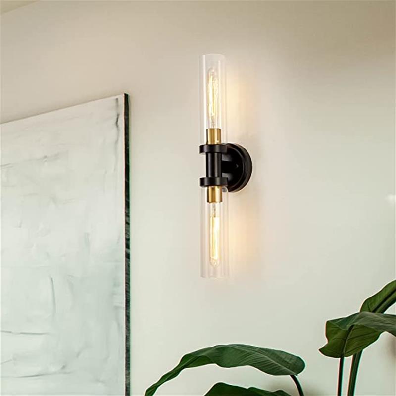 Cylinder Iron Shade 2-Light Vanity Light Wall Sconce Lamp