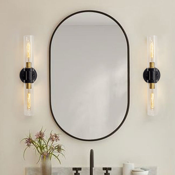 Cylinder Iron Shade 2-Light Vanity Light Wall Sconce Lamp