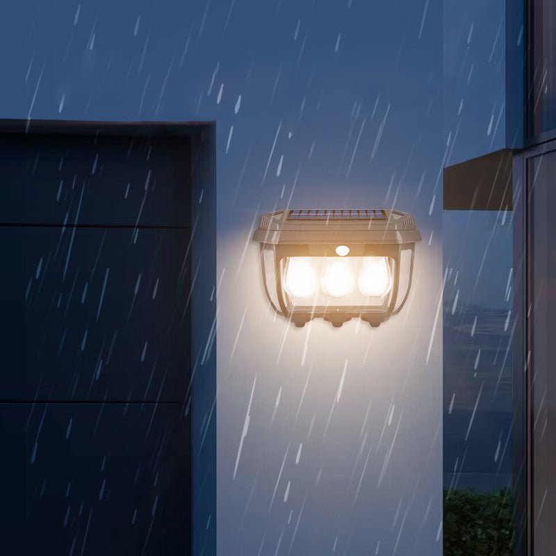 Solar Rectangular Iron Glass LED Wall Sconce Lamp