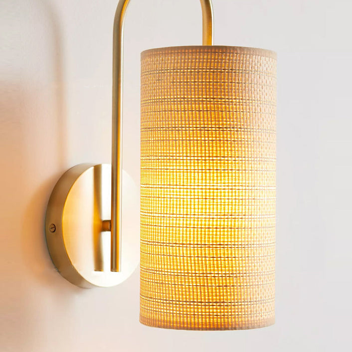 Japanese Frame Raffia Shade 1-Light Wall Sconce Lamp