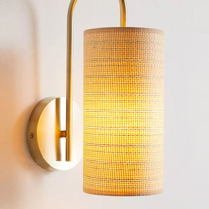 Japanese Frame Raffia Shade 1-Light Wall Sconce Lamp