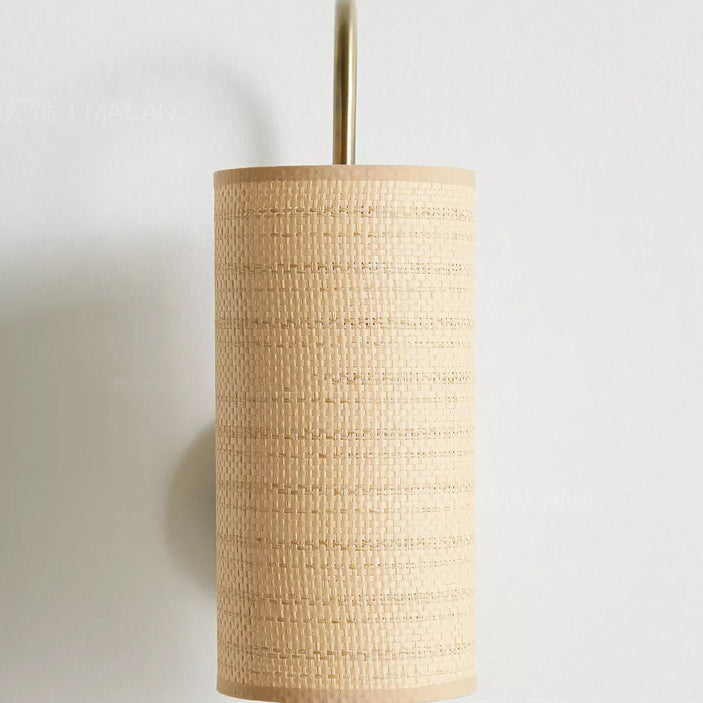 Japanese Frame Raffia Shade 1-Light Wall Sconce Lamp