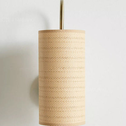 Japanese Frame Raffia Shade 1-Light Wall Sconce Lamp