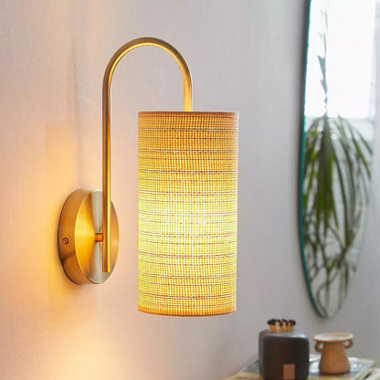 Japanese Frame Raffia Shade 1-Light Wall Sconce Lamp