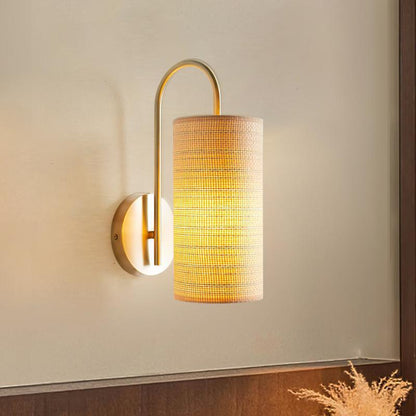 Japanese Frame Raffia Shade 1-Light Wall Sconce Lamp