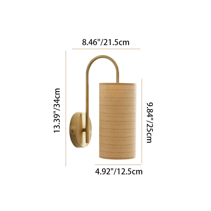 Japanese Frame Raffia Shade 1-Light Wall Sconce Lamp