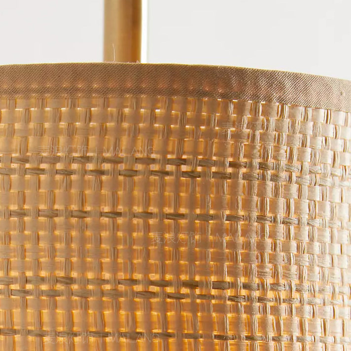 Japanese Frame Raffia Shade 1-Light Wall Sconce Lamp