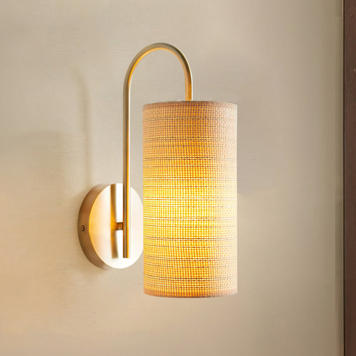 Japanese Frame Raffia Shade 1-Light Wall Sconce Lamp