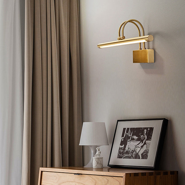 Curved Cylinder All Brass LED Vanity Light Wall Sconce Lamp