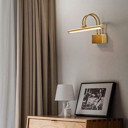 Curved Cylinder All Brass LED Vanity Light Wall Sconce Lamp