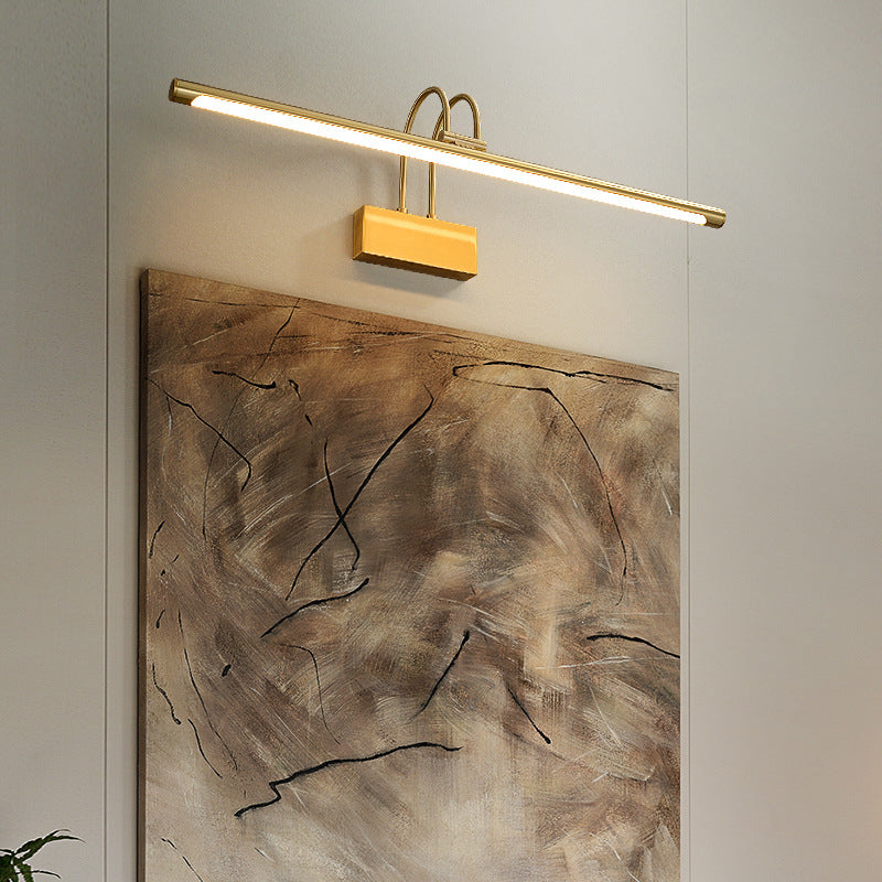 Curved Cylinder All Brass LED Vanity Light Wall Sconce Lamp