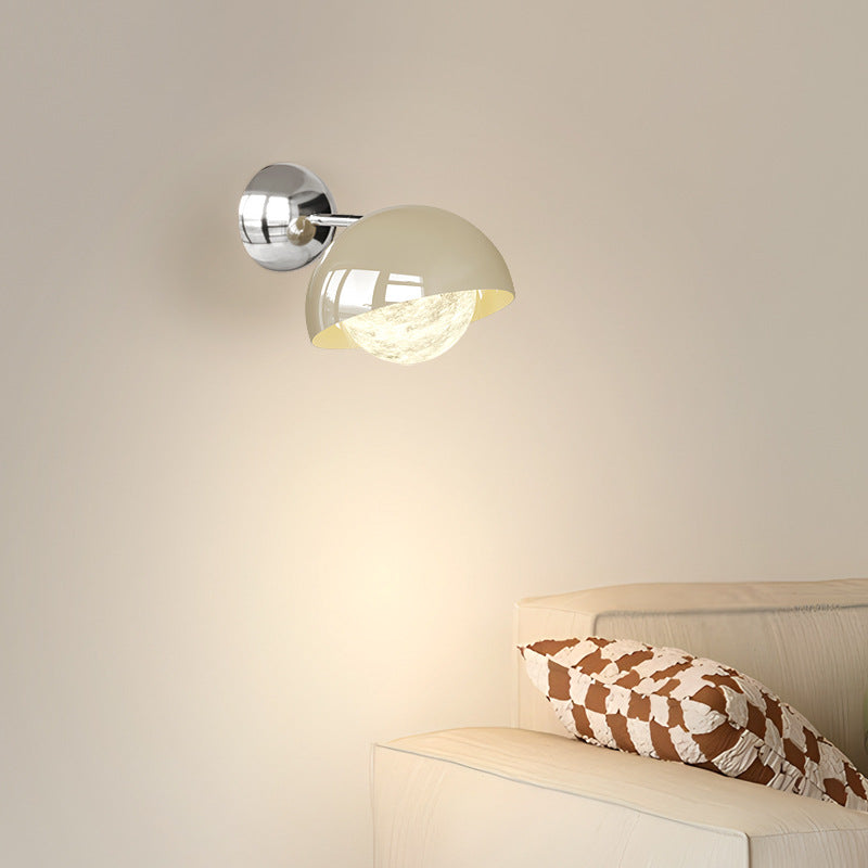 Dome Half Round Orb Iron PE Moon Shade LED Wall Sconce Lamp