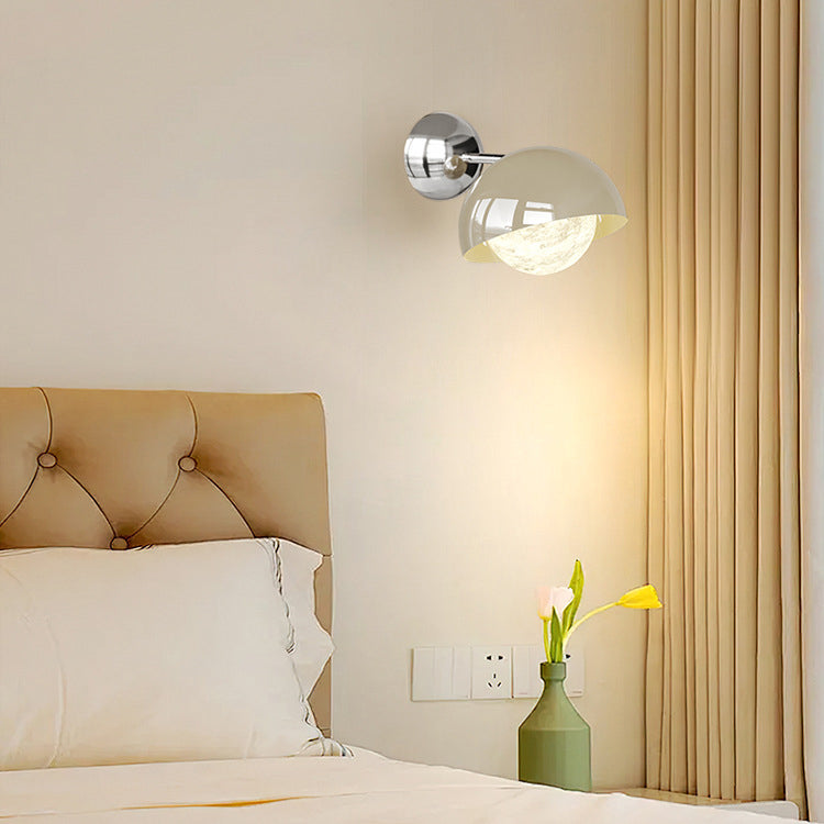 Dome Half Round Orb Iron PE Moon Shade LED Wall Sconce Lamp