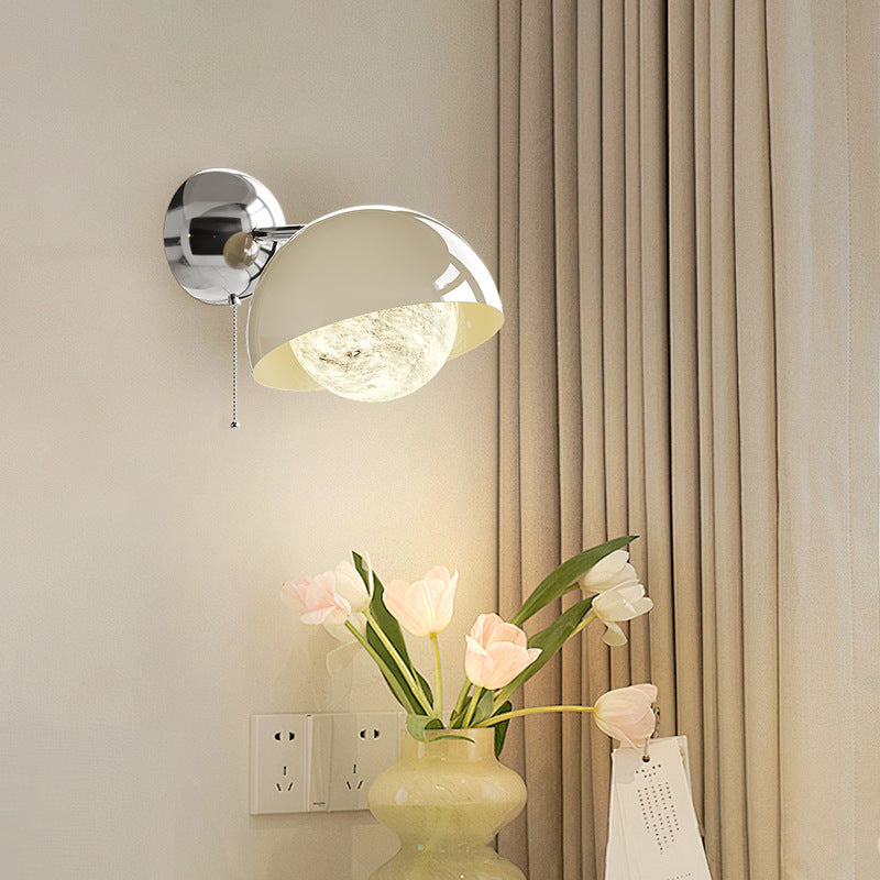 Dome Half Round Orb Iron PE Moon Shade LED Wall Sconce Lamp