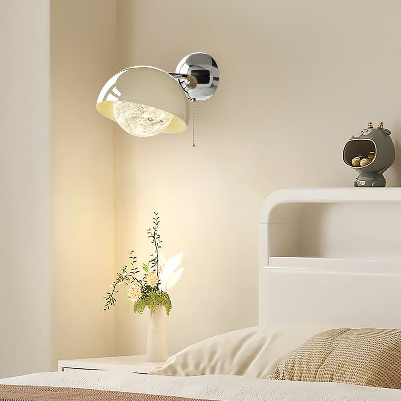 Dome Half Round Orb Iron PE Moon Shade LED Wall Sconce Lamp