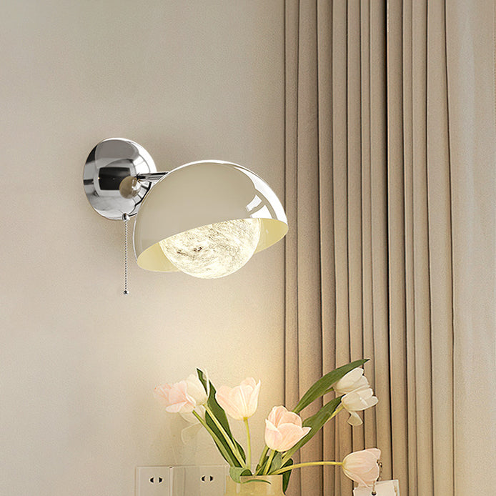 Dome Half Round Orb Iron PE Moon Shade LED Wall Sconce Lamp