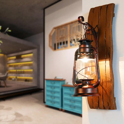 Rectangular Lamp Iron Glass Shade 1-Light Wall Sconce Lamp