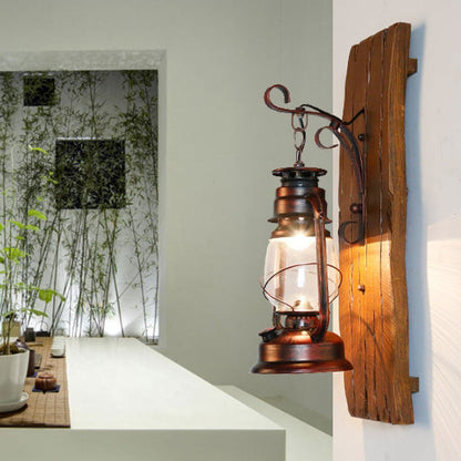 Rectangular Lamp Iron Glass Shade 1-Light Wall Sconce Lamp