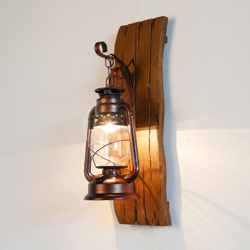 Rectangular Lamp Iron Glass Shade 1-Light Wall Sconce Lamp