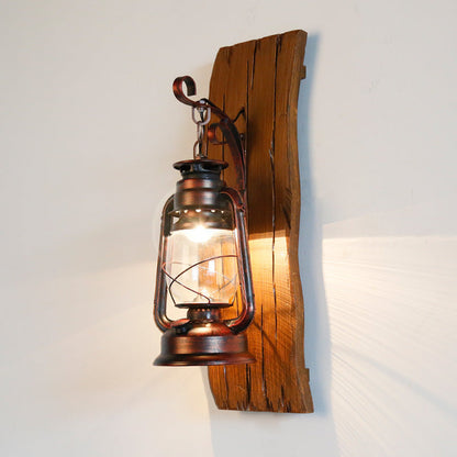 Rectangular Lamp Iron Glass Shade 1-Light Wall Sconce Lamp