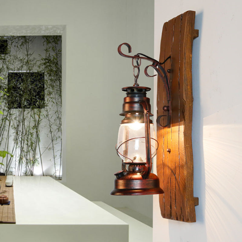 Rectangular Lamp Iron Glass Shade 1-Light Wall Sconce Lamp