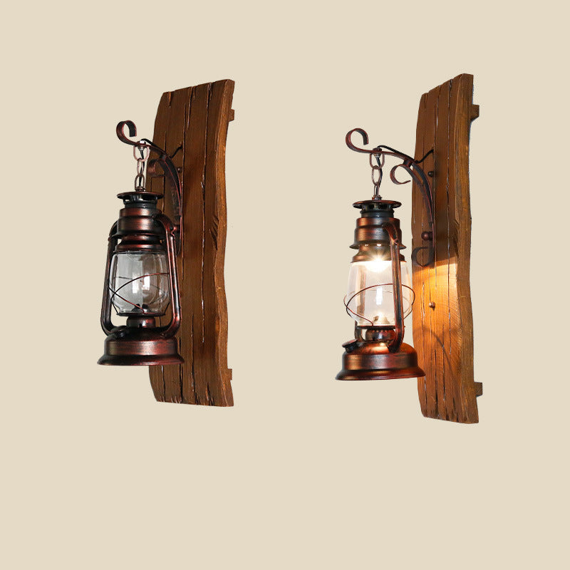 Rectangular Lamp Iron Glass Shade 1-Light Wall Sconce Lamp