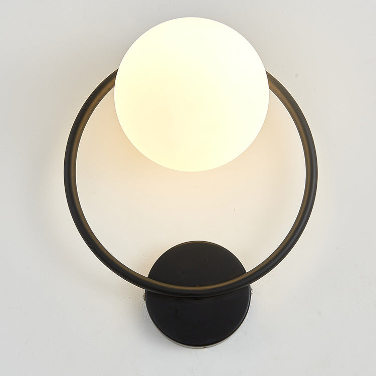 Circle Round Globe Iron Glass 1-Light Wall Sconce Lamp
