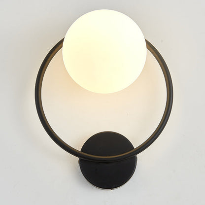 Circle Round Globe Iron Glass 1-Light Wall Sconce Lamp