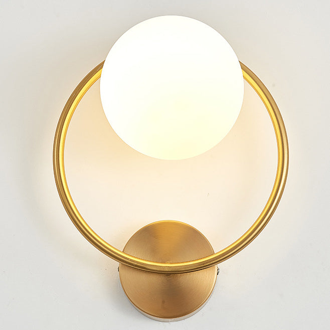 Circle Round Globe Iron Glass 1-Light Wall Sconce Lamp