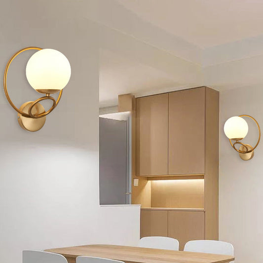 Circle Round Globe Iron Glass 1-Light Wall Sconce Lamp