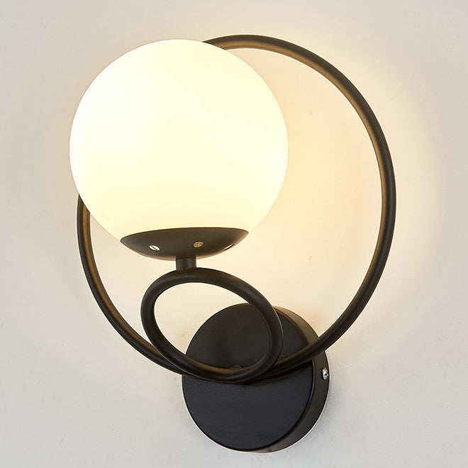 Circle Round Globe Iron Glass 1-Light Wall Sconce Lamp