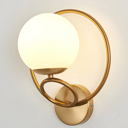 Circle Round Globe Iron Glass 1-Light Wall Sconce Lamp