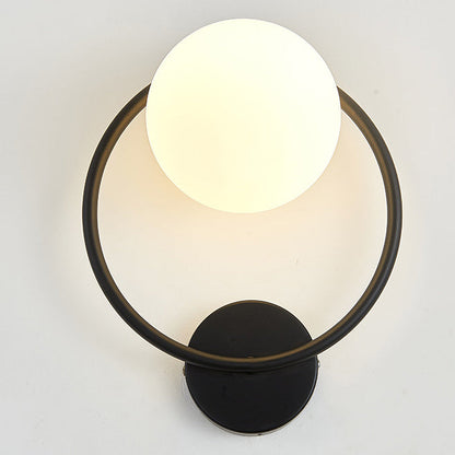 Circle Round Globe Iron Glass 1-Light Wall Sconce Lamp