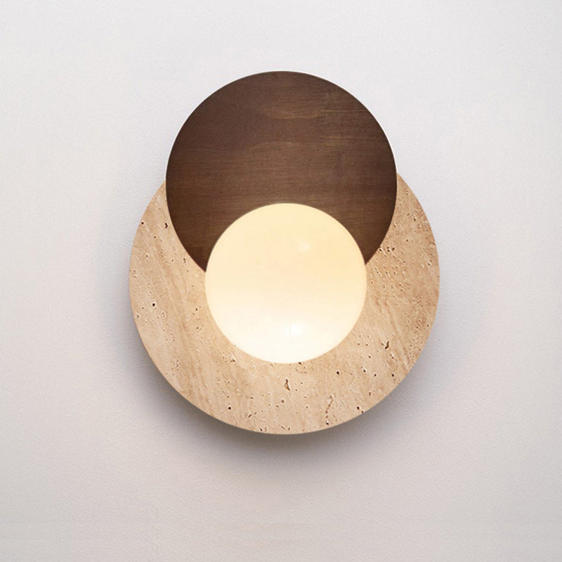 Japanese Solid Wood Glass Shade 1-Light Wall Sconce Lamp