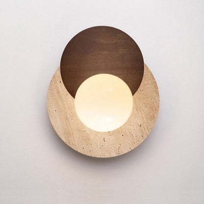 Japanese Solid Wood Glass Shade 1-Light Wall Sconce Lamp